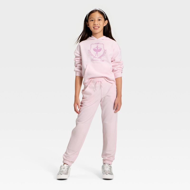 slide 3 of 3, Girls' Fleece Jogger Pants - Cat & Jack™ Pink XS, 1 ct