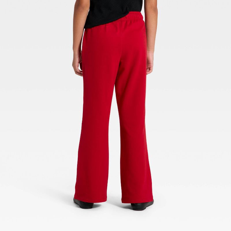 slide 2 of 3, Girls' Pull-On Bow French Terry Pants - Cat & Jack™ Red S, 1 ct
