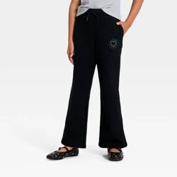 Girls' Pull-On Heart French Terry Pants - Cat & Jack™ Black XL
