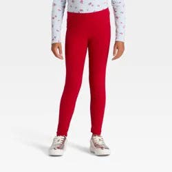 Girls' Ribbed Leggings - Cat & Jack™ Dark Red M