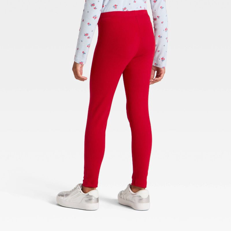 slide 2 of 3, Girls' Ribbed Leggings - Cat & Jack™ Dark Red XL, 1 ct
