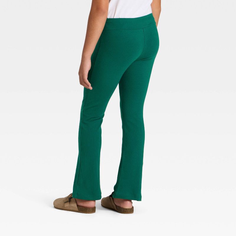 slide 2 of 3, Girls' Ribbed Leggings - Cat & Jack™ Green M, 1 ct