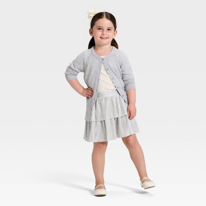 slide 3 of 3, Toddler Girls' Metallic Skirt - Cat & Jack™ Metallic Silver 2T, 1 ct