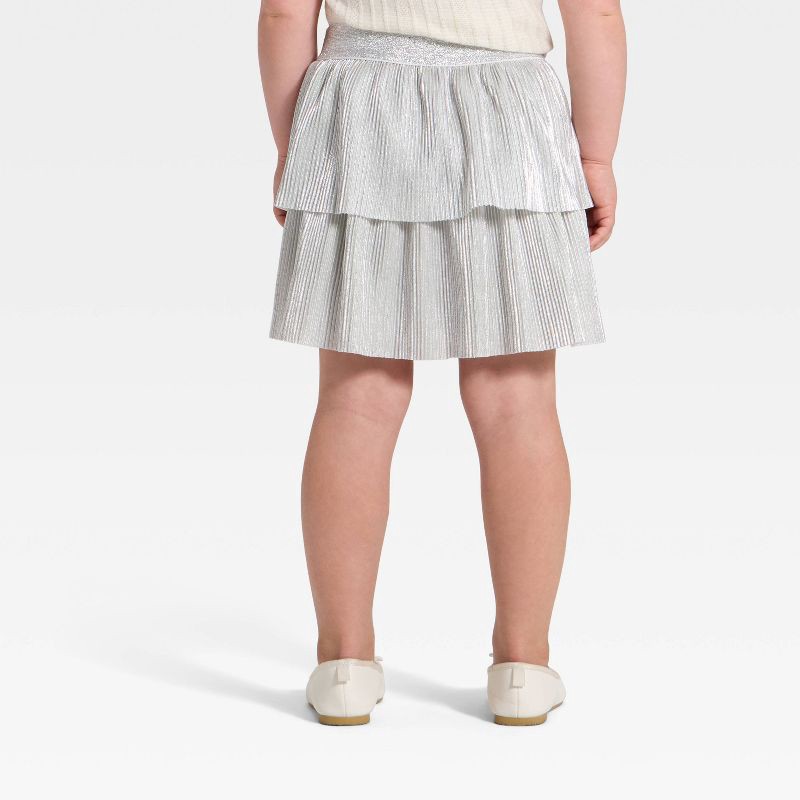 slide 2 of 3, Toddler Girls' Metallic Skirt - Cat & Jack™ Metallic Silver 5T, 1 ct