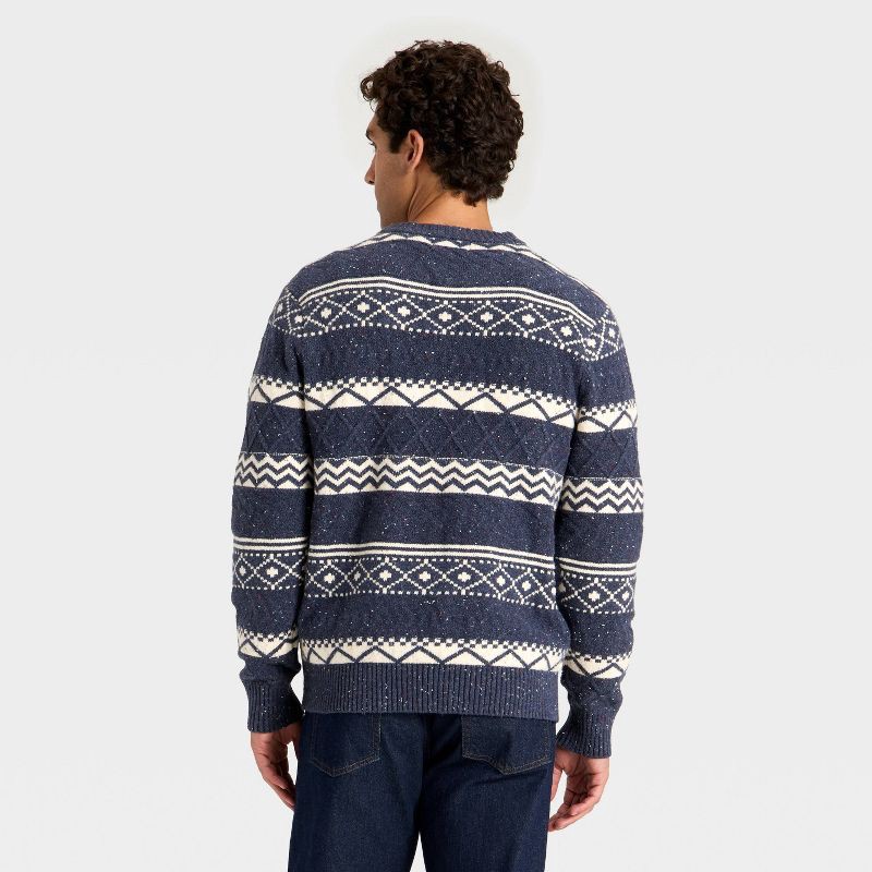 slide 2 of 3, Men's Fair Isle Sweater - Goodfellow & Co™ Navy Blue S, 1 ct