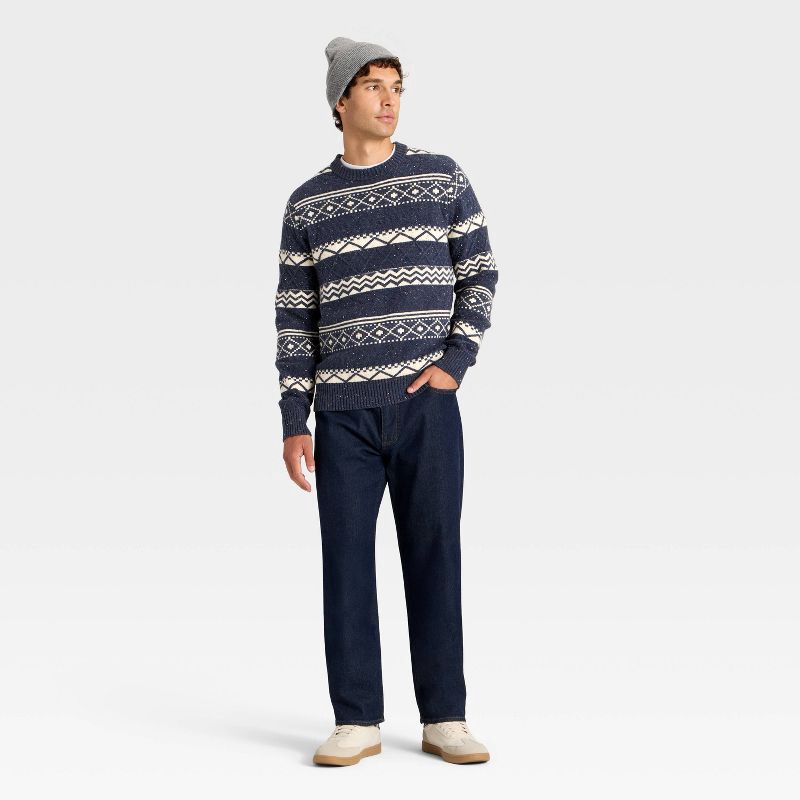 slide 3 of 3, Men's Fair Isle Sweater - Goodfellow & Co™ Navy Blue L, 1 ct