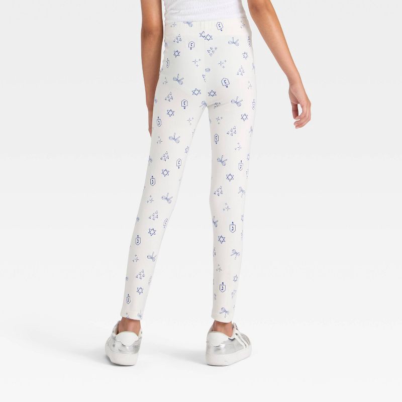 slide 2 of 3, Girls' Pull-On Hanukkah Printed Leggings - Cat & Jack™ Cream XL, 1 ct