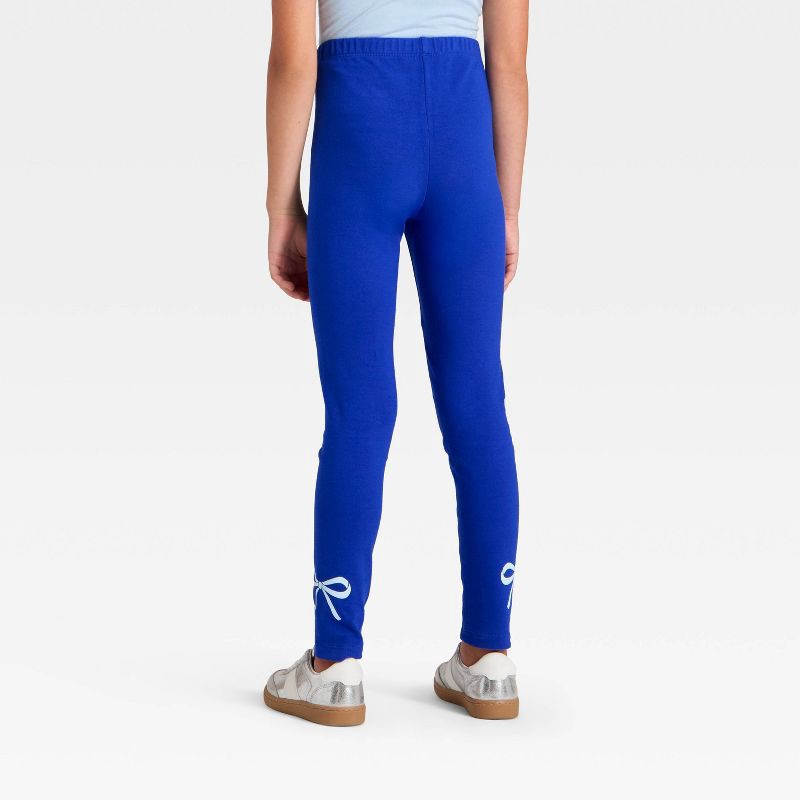 slide 2 of 3, Girls' Pull-On Hanukkah Bow Leggings - Cat & Jack™ Blue XL, 1 ct