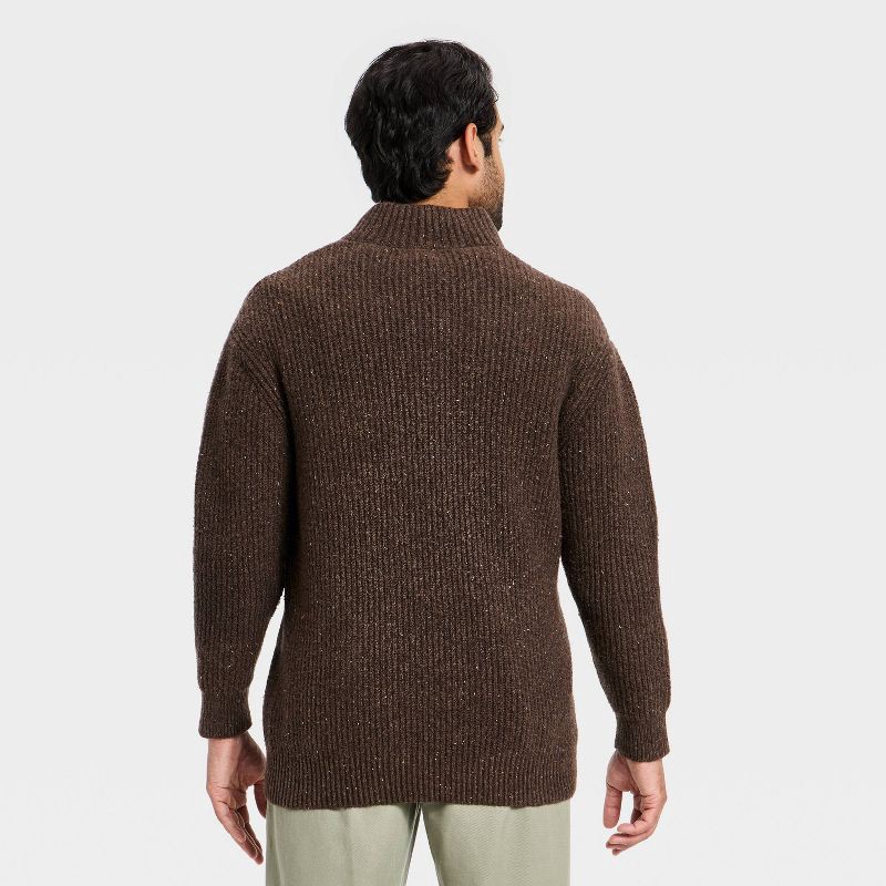 slide 2 of 3, Men's Mock Neck Button Sweater - Goodfellow & Co™ Brown S, 1 ct