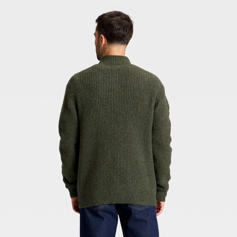 slide 2 of 3, Men's Mock Neck Button Sweater - Goodfellow & Co™ Olive Green XL, 1 ct