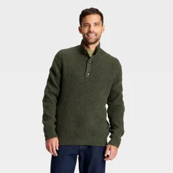 Men's Mock Neck Button Sweater - Goodfellow & Co™ Olive Green XXL