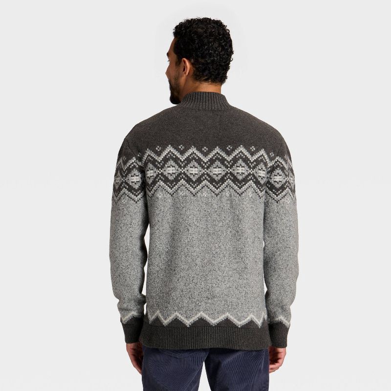slide 2 of 3, Men's Fair Isle Mock Neck Button Sweater - Goodfellow & Co™ Gray M, 1 ct
