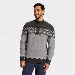 Men's Fair Isle Mock Neck Button Sweater - Goodfellow & Co™ Gray L