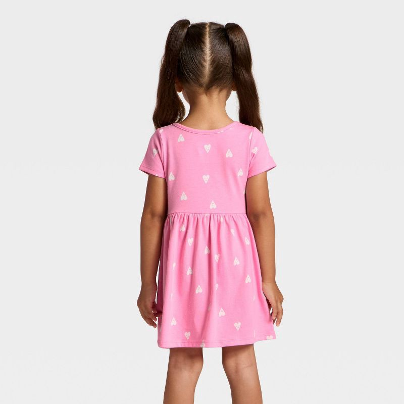 slide 2 of 3, Toddler Girls' Short Sleeve Printed Dress - Cat & Jack™ Rose Pink 2T, 1 ct