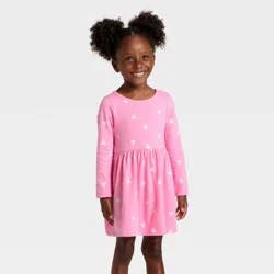 Toddler Girls' Long Sleeve Hearts Dress - Cat & Jack™ Rose Pink 5T