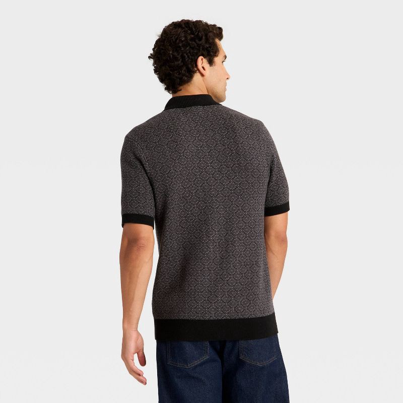 slide 2 of 3, Men's Short Sleeve Full Button Sweater - Goodfellow & Co™ Black XL, 1 ct