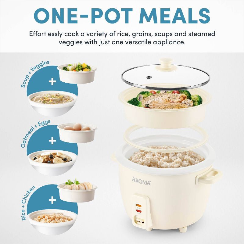 slide 8 of 12, Aroma 16 Cup Rice Cooker with Pop Up Steam Tray, 1 ct