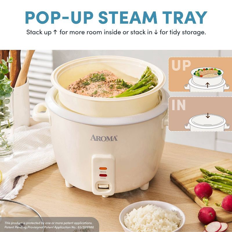 slide 9 of 12, Aroma 16 Cup Rice Cooker with Pop Up Steam Tray, 1 ct