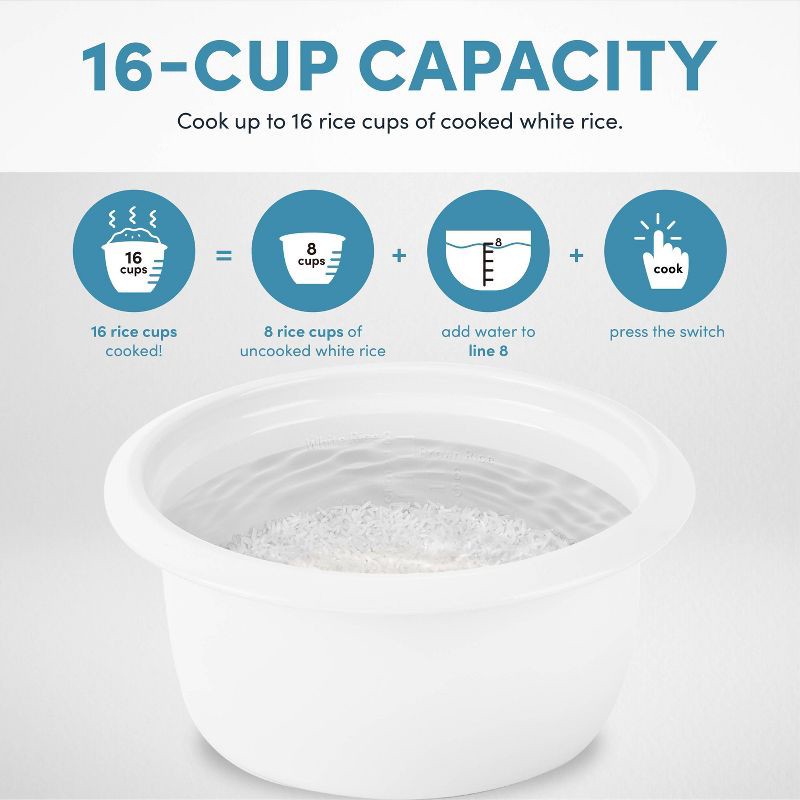 slide 11 of 12, Aroma 16 Cup Rice Cooker with Pop Up Steam Tray, 1 ct