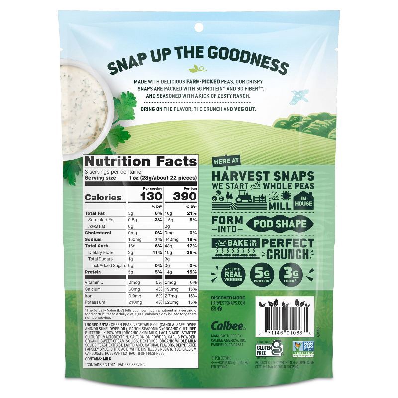 slide 2 of 4, Harvest Snaps Zesty Ranch Crispy Baked Veggie Snacks - 3oz, 3 oz