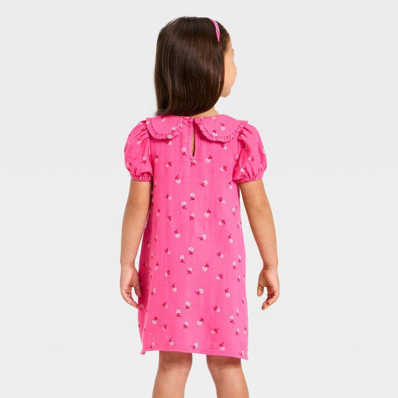 slide 2 of 3, Toddler Girls' Long Sleeve Ruffle Dress - Cat & Jack™ Rose Pink 2T, 1 ct