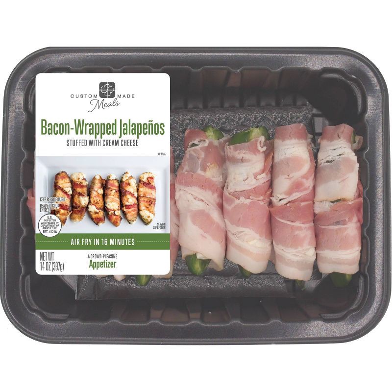 slide 1 of 3, Custom Made Meals Bacon-Wrapped Stuffed Jalapenos - 14oz, 14 oz