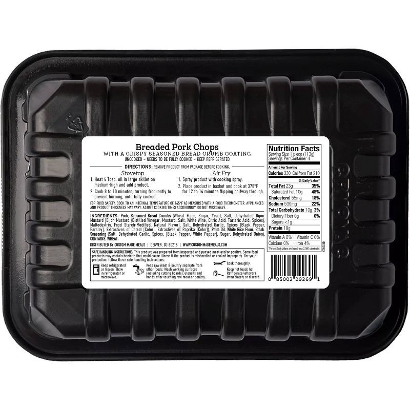 slide 2 of 3, Custom Made Meals Boneless Breaded Pork Chops - 16oz, 16 oz