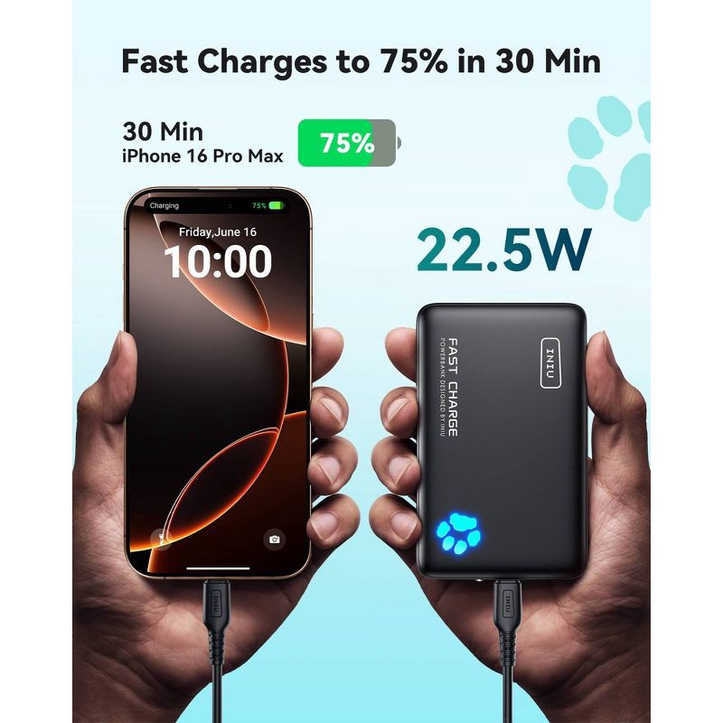 slide 3 of 9, INIU PowerPaw 10000 - Black, 1 ct