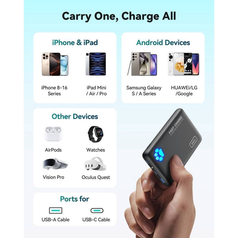 slide 6 of 9, INIU PowerPaw 10000 - Black, 1 ct