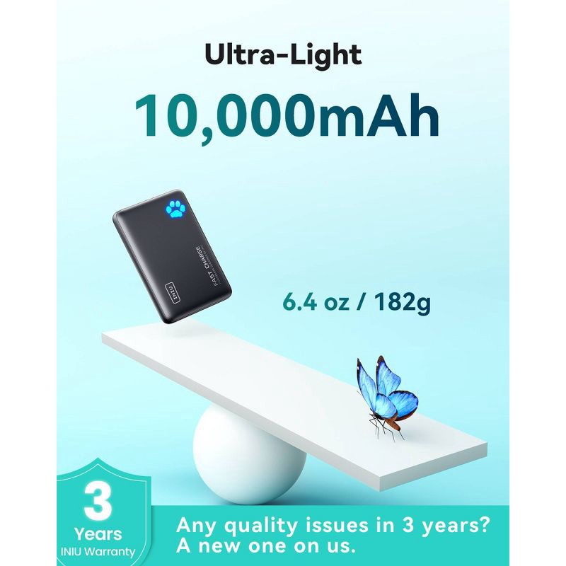 slide 8 of 9, INIU PowerPaw 10000 - Black, 1 ct