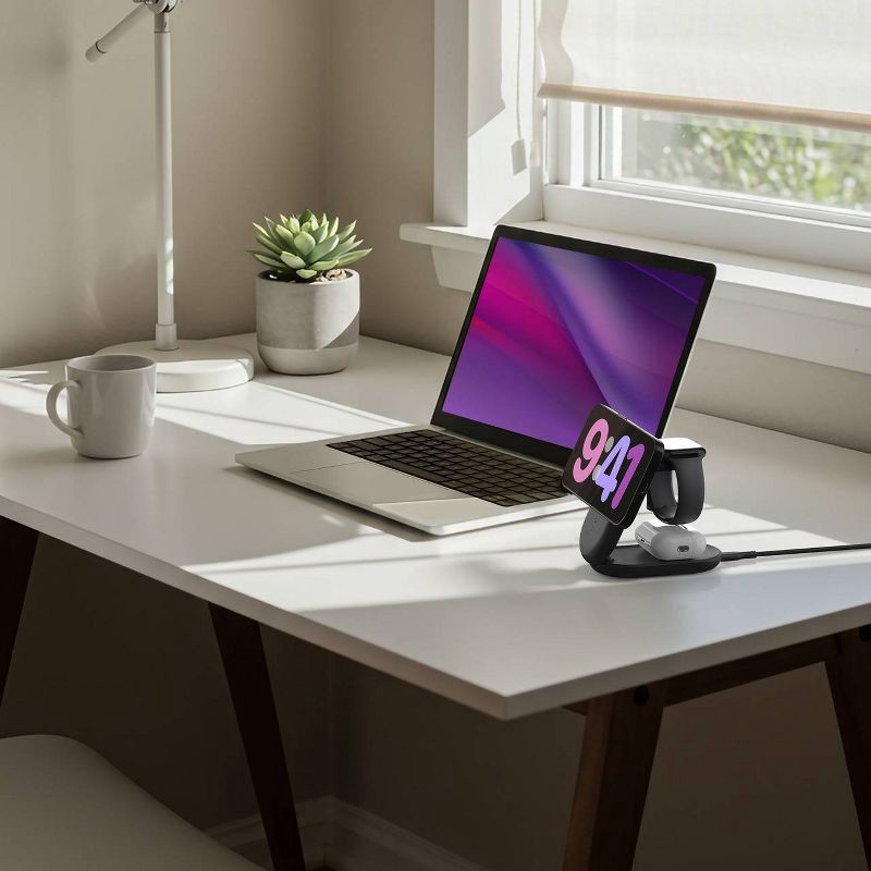 slide 8 of 10, Belkin 25W Qi2 3-in-1 Stand - Black, 1 ct