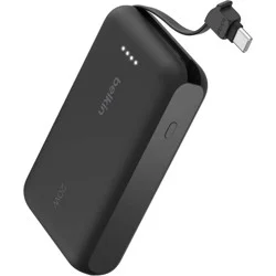 Belkin 1.75" 10000 mAh 20W Power Bank USB-C Cable & USB-C Port - Black
