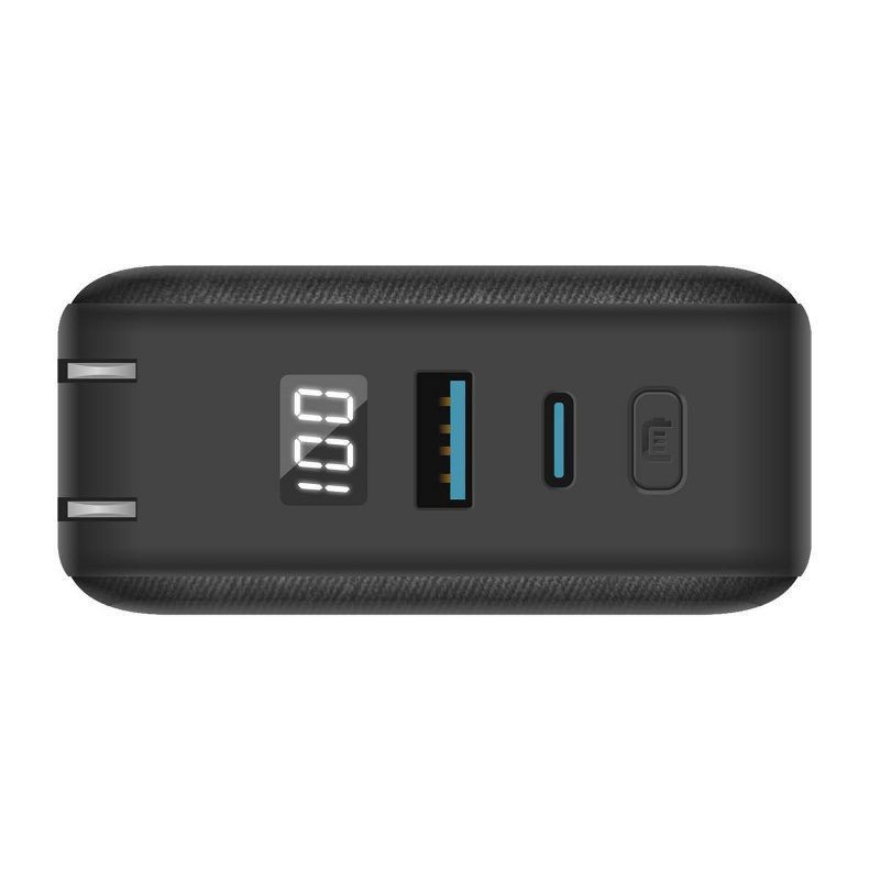 slide 4 of 6, myCharge 10000mAh 30W RetractaCharger + Power Bank with Buit-in Retractable USB-C Cable and Wall Plug - Black, 1 ct