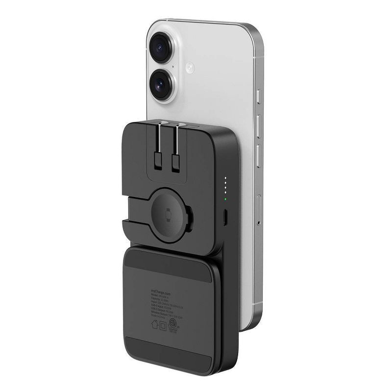 slide 6 of 7, myCharge 6000mAh 20W EcoHub Wireless Power Bank and Stand In One with Wall Plug, Charges iPhone, AirPods and iWatch - Black, 1 ct