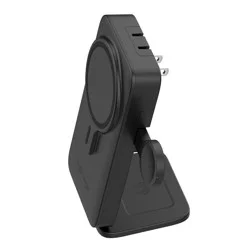 myCharge 6000mAh 20W EcoHub Wireless Power Bank and Stand In One with Wall Plug, Charges iPhone, AirPods and iWatch - Black