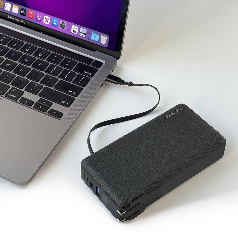 slide 3 of 7, myCharge 20000mAh 67W RetractaCharger + Power Bank with Two Buit-in Retractable USB-C Cables and Wall Plug - Black, 1 ct