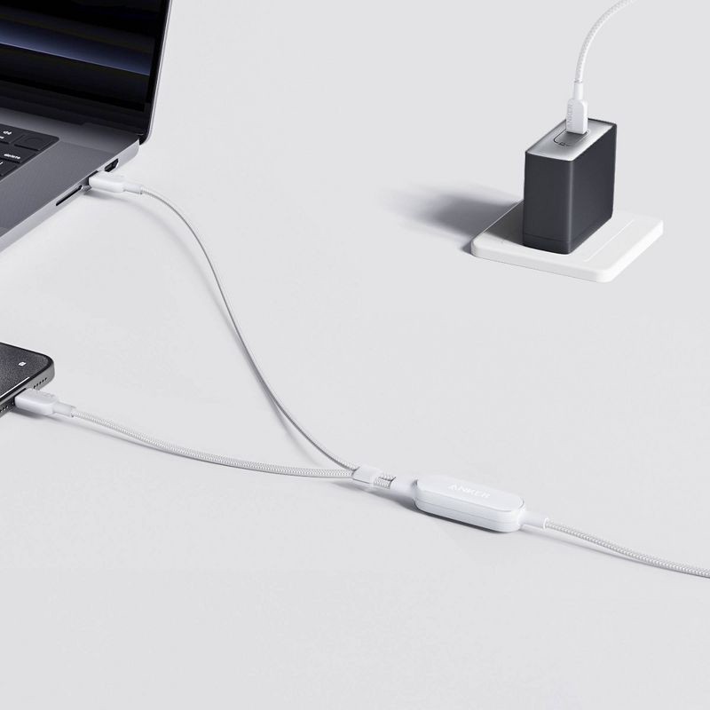 slide 3 of 6, Anker 4' USB-C to 2 USB-C Cable - Gray, 1 ct