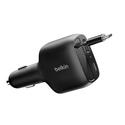 Belkin 75W Car Charger USB-C + USB-A Ports - Black