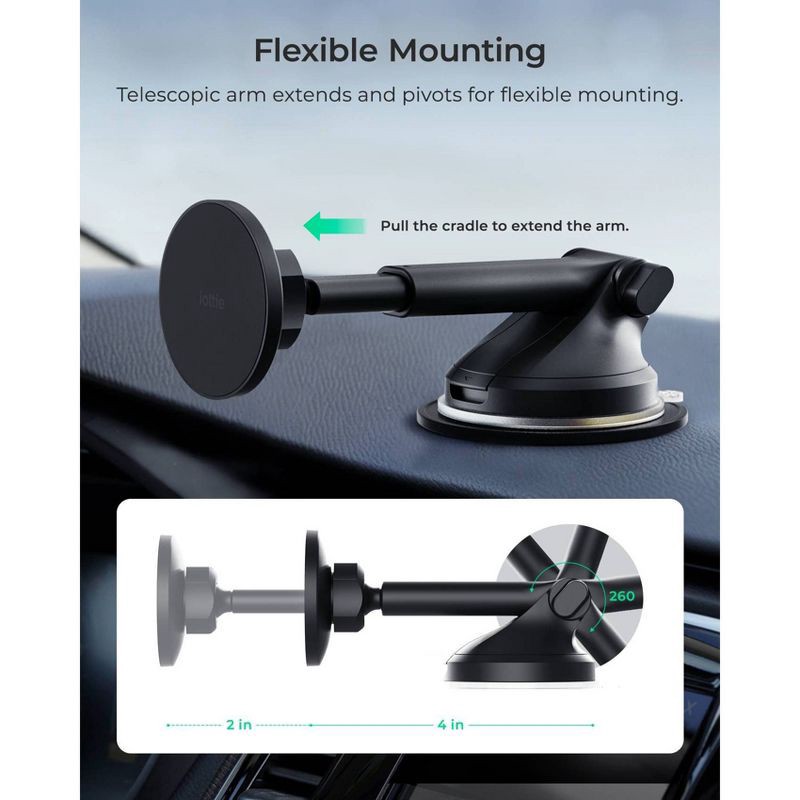 slide 4 of 7, iOttie iTap 3 MagSafe Compatible Dash and Windshield Mount with Magnetic Ring Adapter - Black, 1 ct
