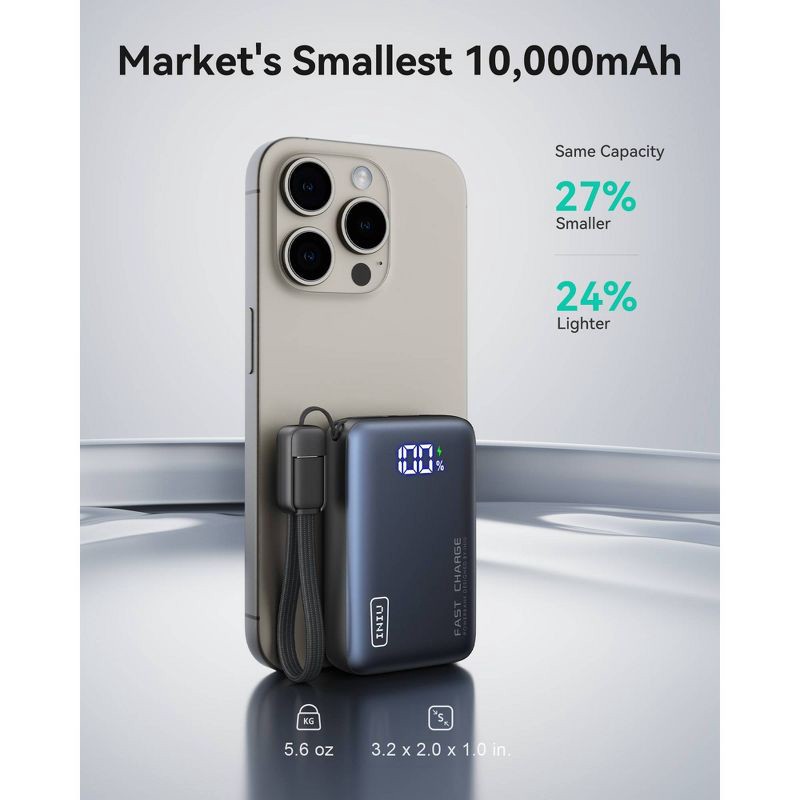 slide 3 of 7, INIU Pocket Pro 45W 10000 Powerbank - Black, 1 ct