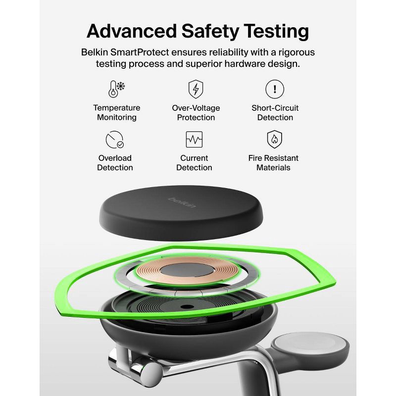 slide 6 of 8, Belkin 25W Qi2 Wireless 3-in-1 Stand - Charcoal Gray, 1 ct