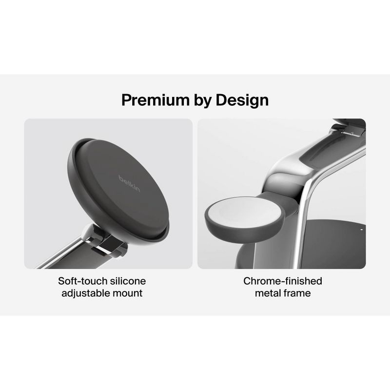slide 7 of 8, Belkin 25W Qi2 Wireless 3-in-1 Stand - Charcoal Gray, 1 ct