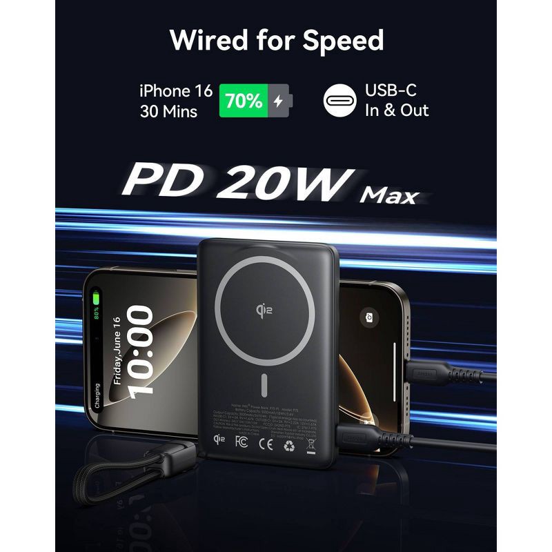 slide 8 of 9, INIU MagPro Slim 5000 Powerbank - Black, 1 ct