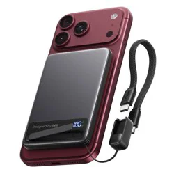 INIU MagPro Slim 5000mAh Qi2 15W Magnetic Power Bank with Foldable Stand for iPhone 17-12 Series