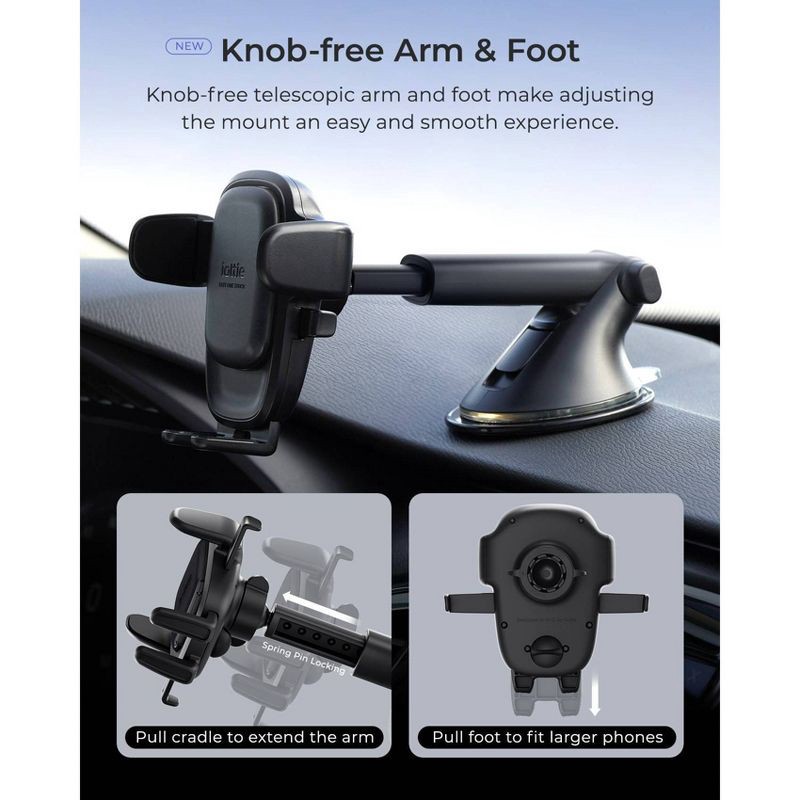 slide 4 of 8, iOttie Easy One Touch 6 Dash & Windshield Mount - Black: Adjustable Mobile Phone Holder, 1 ct