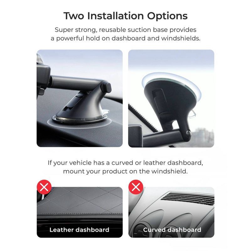 slide 6 of 8, iOttie Easy One Touch 6 Dash & Windshield Mount - Black: Adjustable Mobile Phone Holder, 1 ct