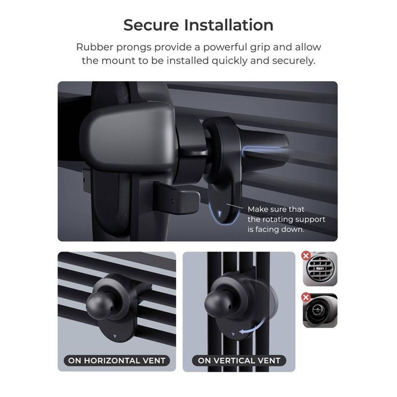 slide 6 of 8, iOttie Easy One Touch 6 Air Vent & Flush Mount - Black: Adjustable Mobile Phone Holder, 1 ct