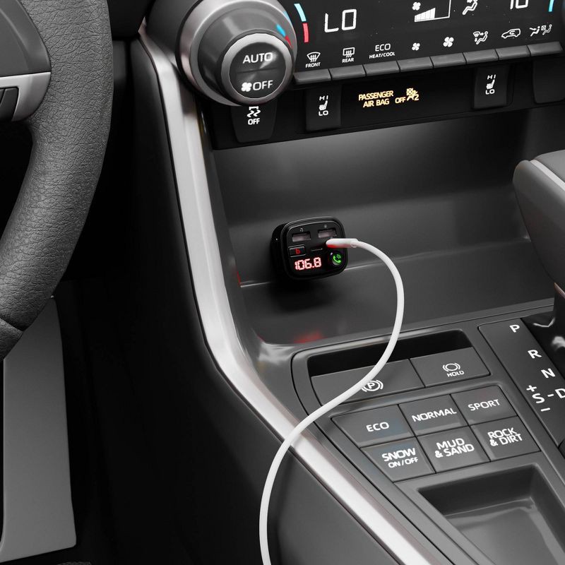 slide 2 of 5, Just Wireless Bluetooth FM Transmitter Type C and USB-A Charging Port Bass Sound Booster - Black, 1 ct