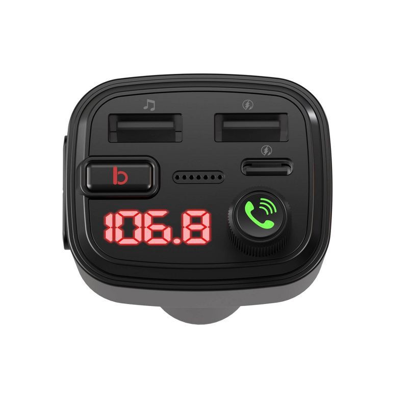 slide 3 of 5, Just Wireless Bluetooth FM Transmitter Type C and USB-A Charging Port Bass Sound Booster - Black, 1 ct