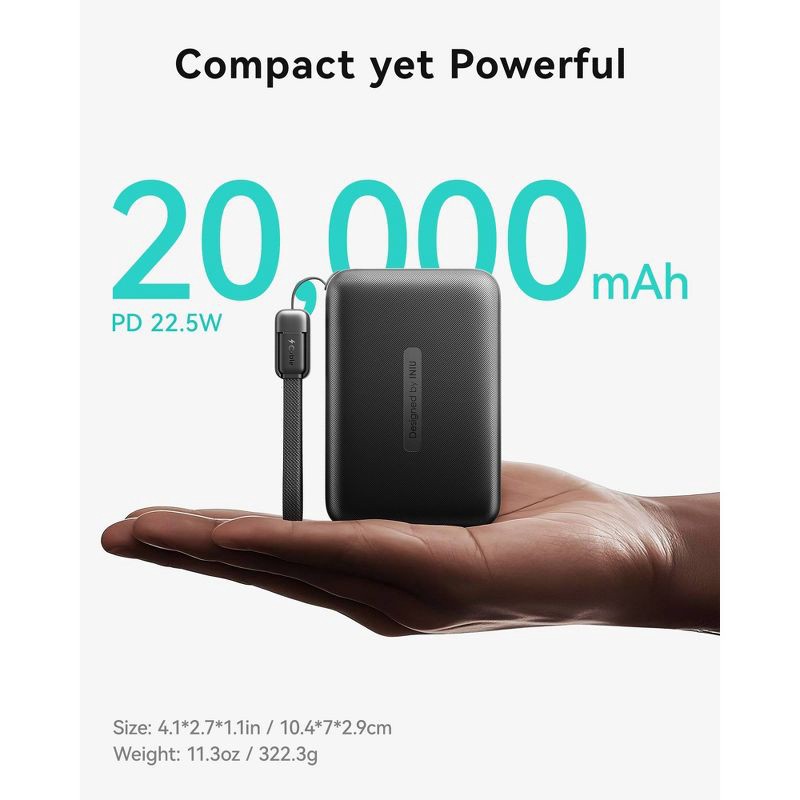 slide 3 of 8, INIU Pocket Neo 20000 Powerbank - Black, 1 ct